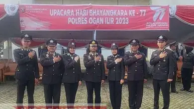 Kapolsek Tanjung Raja Beserta Anggota Ikuti Upacara dan Tasyakuran Hari Bhayangkara Ke 77 Tahun 2023