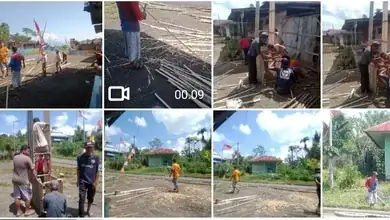 Bangun Nasionalisme Warga Desa Tik Kuto Dusun Dua Gotong Royong Menyabut HUT RI Ke-78