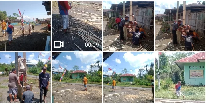 Bangun Nasionalisme Warga Desa Tik Kuto Dusun Dua Gotong Royong Menyabut HUT RI Ke-78