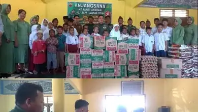Menyambut HUT TNI ke 78 tahun Dandim 0204 bagi bagi sembako ke panti asuhan Jamiyatul Alwashliyah lubuk pakam