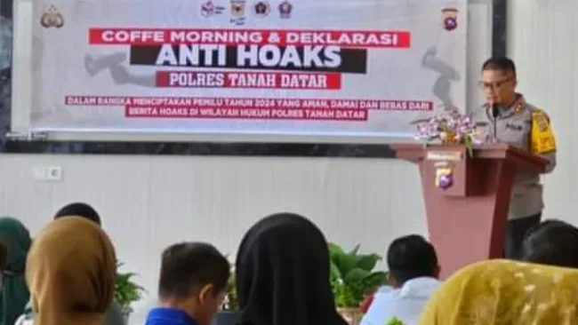 Ciptakan Pemilu Aman, Polres Tanah Datar Coffe Morning Sekaligus Deklarasi Anti Hoaks