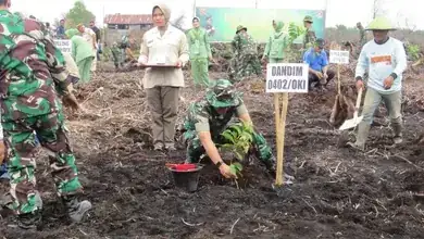 Solusi Permanen Karhutla, Kodim 0402/OKI Gelar Karya Bakti Penanaman pohon