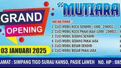 Grand Opening Mutiara Car Wash di Pasie Laweh